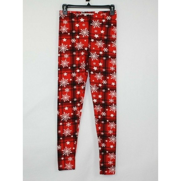 Derek Heart Christmas Holiday Leggings Size Medium Color Red/White/Black - Picture 1 of 2